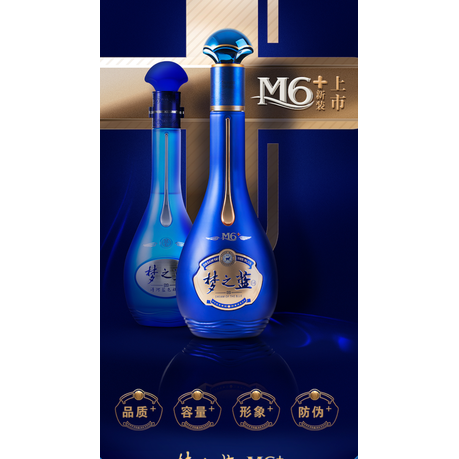 梦 六+ 52度 Yanghe Dream Blue M6 Plus Baijiu (Classic Chinese Liquor) 52%ABV - 550ml