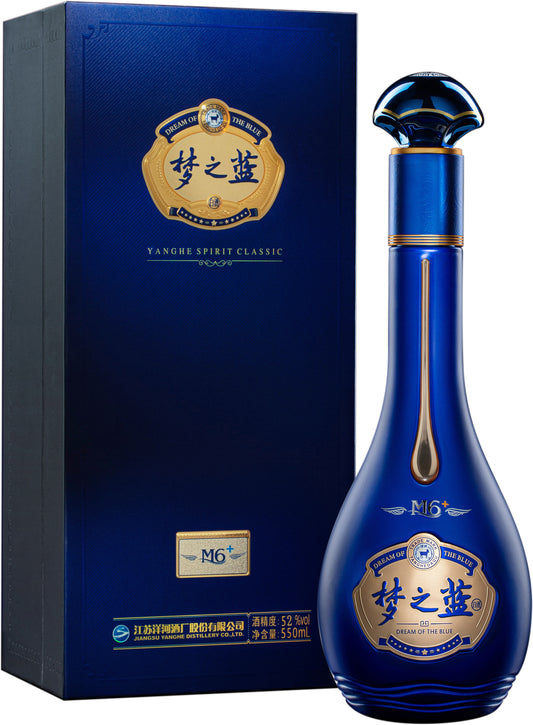 梦 六+ 52度 Yanghe Dream Blue M6 Plus Baijiu (Classic Chinese Liquor) 52%ABV - 550ml